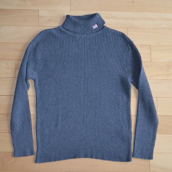 Ralph Lauren Turtleneck Sweater Ribbed Size Large Gray - Picture 1 of 5